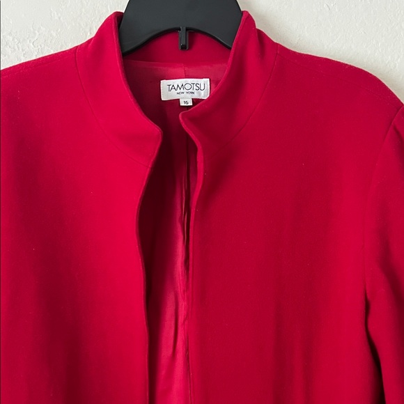 TAMOTSU Wool and Cashmere Blend Open Front Red Blazer Jacket in Size 16 - Picture 2 of 11